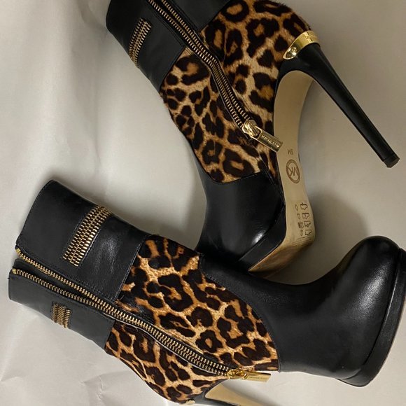 Michael Kors Black, Gold and Animal Print Bootie - Picture 14 of 15
